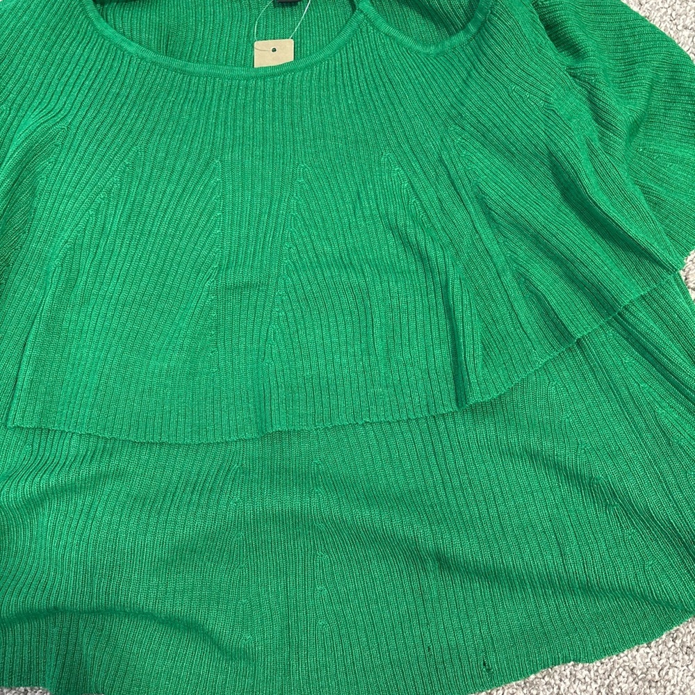J.Crew Cropped Flounce Kelly‎ Merino Wool Tiered Green Tank Top Size Small - Picture 6 of 10